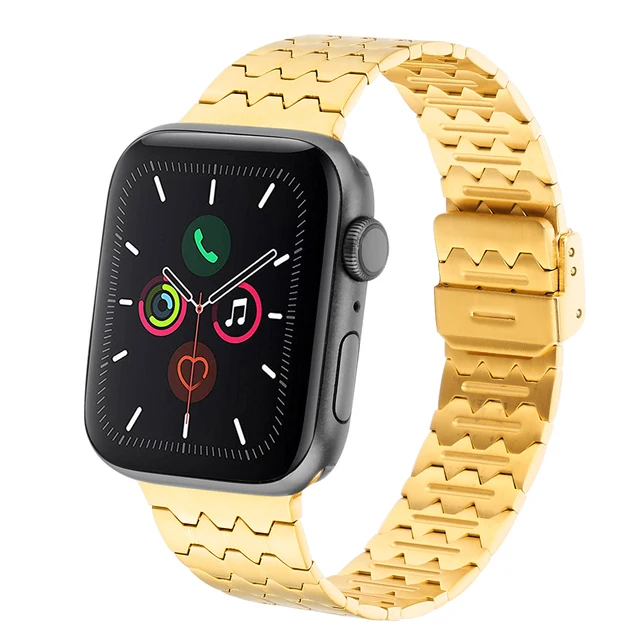 

The latest Apple Stainless Steel Strap Women's Strap 42mm 44mm Fashion Wave Shape Ultra-thin Stainless Steel Metal Gold Bracelet