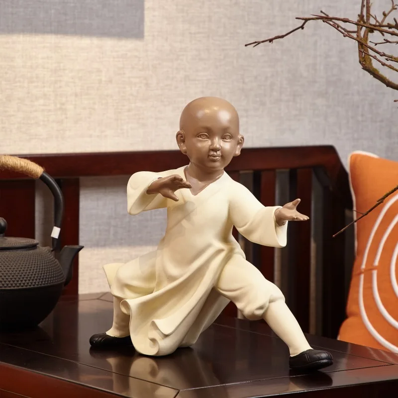 

Free Shipping Chinese Style Martial Arts Monk Monk Resin Craft For Living Room Home Desktop Simple Hallway Decorations Ornament