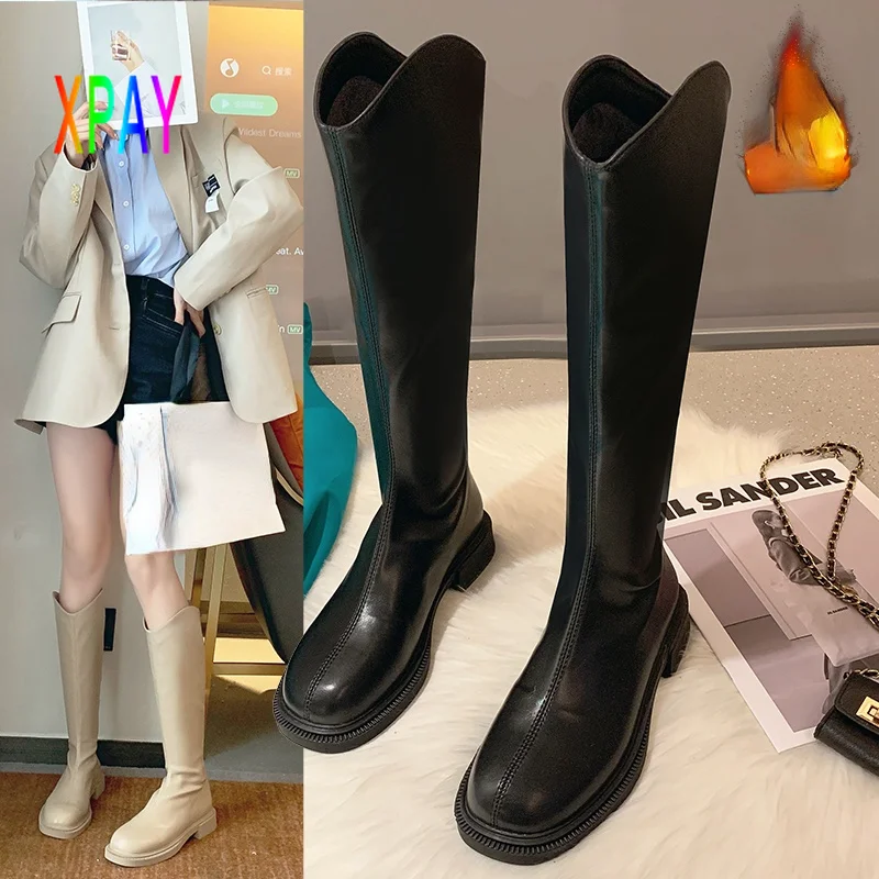

Ladies Boots Zipper Luxury Designer Round Head Chelsea Boots Rubber Shoes Leather Boots 2021 Winter New Square Heel Botas Mujer