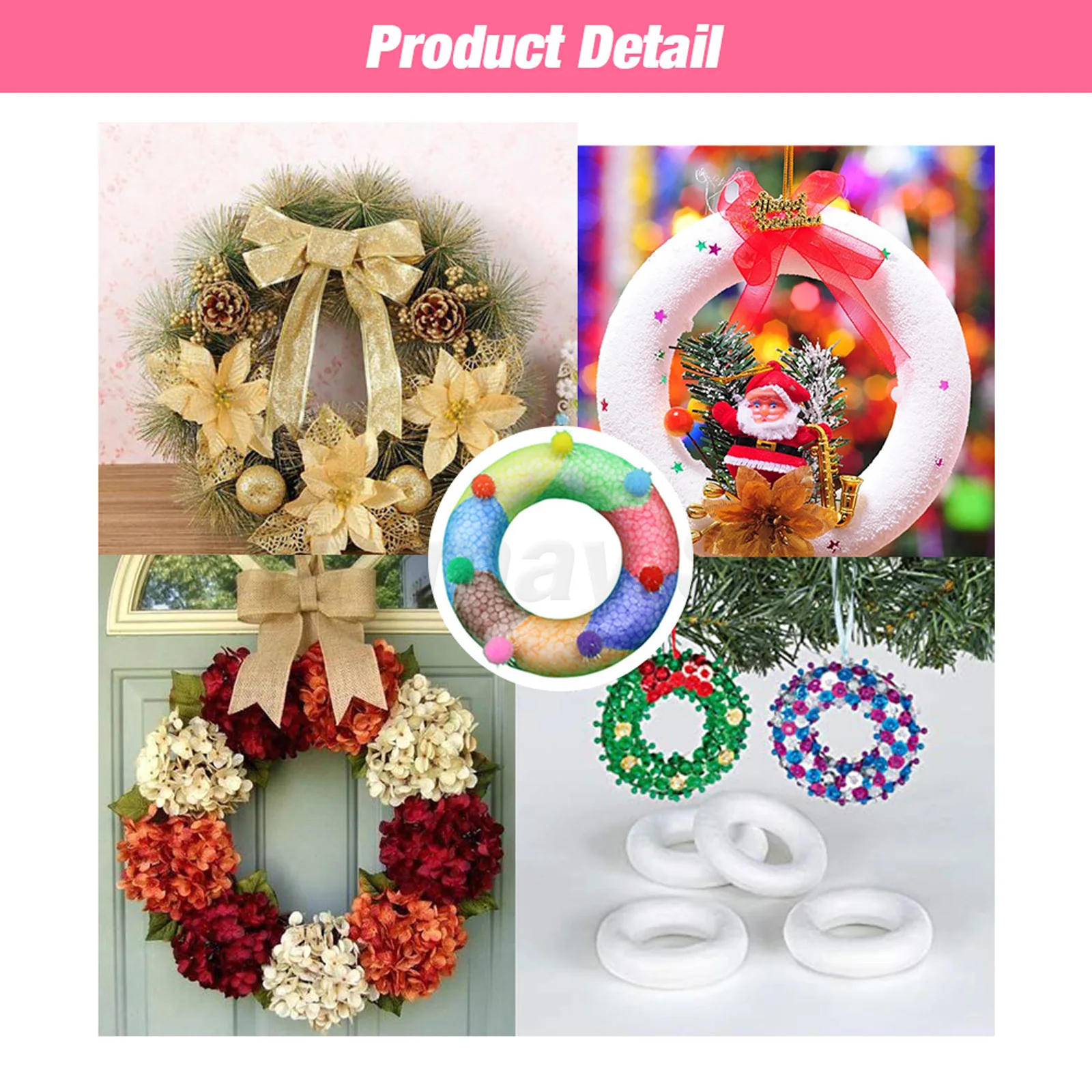 Рождественское кольцо из пенополистирола и пенопласта полукольцо для праздника