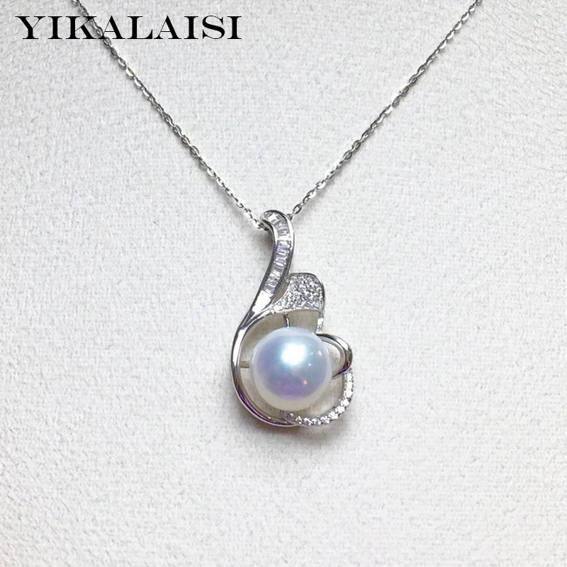 

YIKALAISI 10-11mm Oblate Natural Freshwater Pearl Pendants Jewelry For Women 925 Sterling Silver Necklaces New Arrivals
