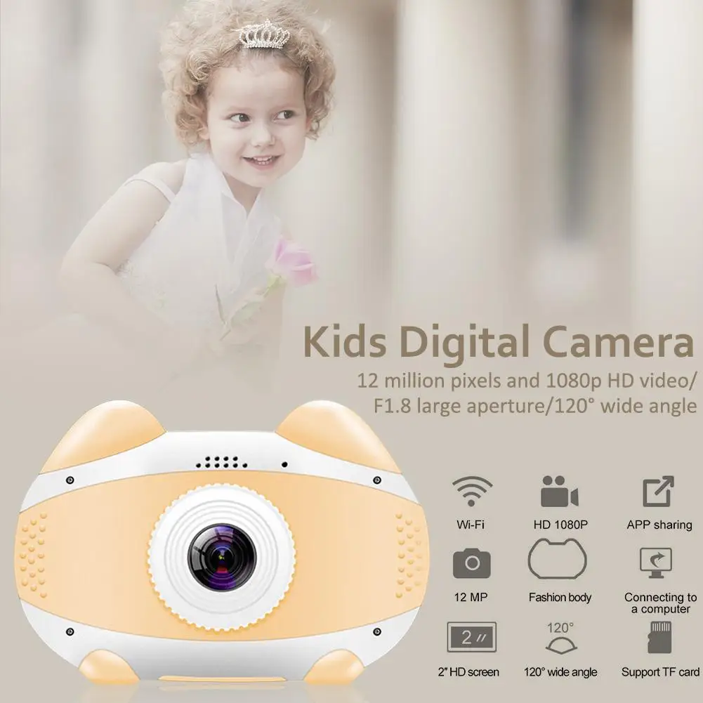 Умная WiFi Детская цифровая камера с мультяшным котом HD 1080p Студенческая дорожная