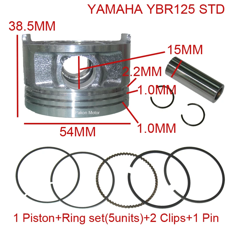 

Motorcycle Piston Kit Ring Set for Yamaha YBR125 YBR125K YBR125ED JYM125 STD 54mm