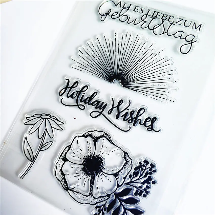 Светлые прозрачные штампы с цветами 11 х16 см силиконовые пломбы роликовые для