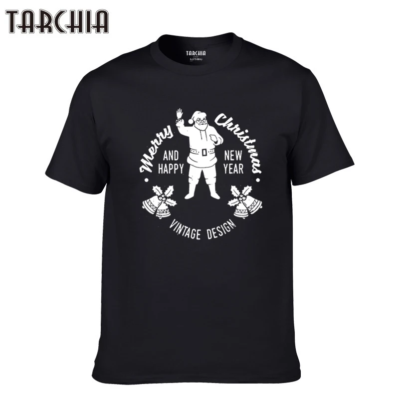

TARCHIA 2021 New Men Short Sleeve Boy Casual Homme Tshirt T Plus Fashion Brand t-shirt Marry Christmas Cotton Tops Tees Summer