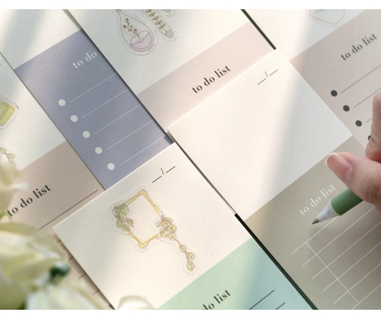 Mr Paper 4 Designs 14pcs/lot To Do List Colorful Ins Style Loose Leaf Memo Pads Minimalist Memo Pads Present with 2 Stickers