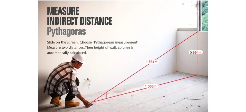 Mileseey T7/P7 Лазерный Bluetooth дальномер 40 м 60 м 100 м дальномер с поворотным сенсорным экраном перезаряжаемый лазерный измеритель линейки