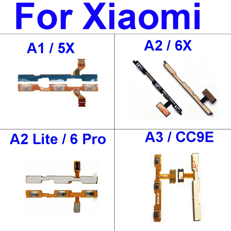 Боковая кнопка громкости и питания гибкий кабель для Xiaomi Mi A1 A2 Lite A3 5X 6X CC9E