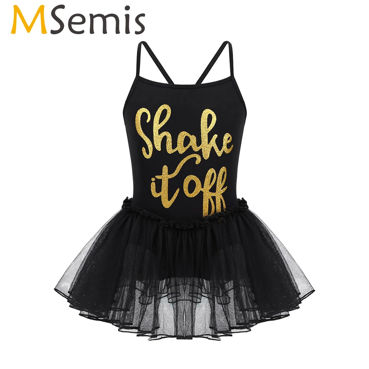 

Black Girls Ballet Dress Children Mesh Ballet Tutu Skirt Shiny Letters Shake It Off Printed Gymnastics Leotard Kids Dancewear