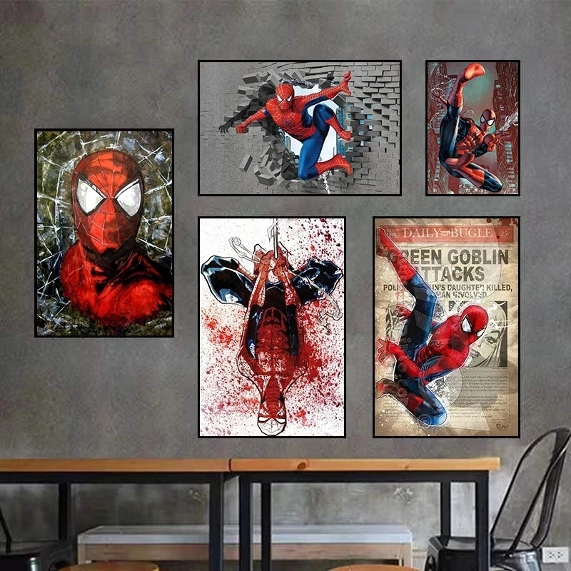 

Spider-Man Anime Canvas Painting Movie Newspaper Posters HD Print Disney No Frame Pictures Wall Art Living Room Home Decoration