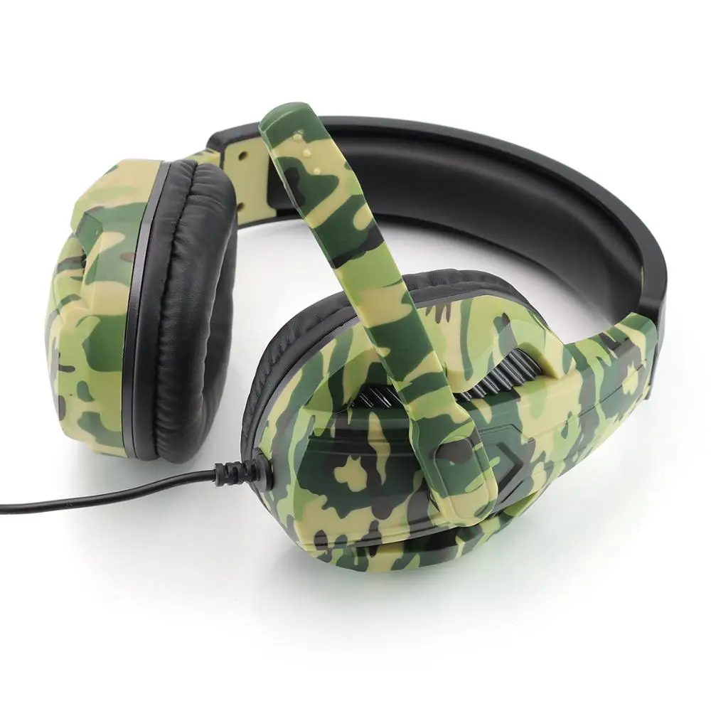 

Gaming Headphones Camouflage Headphones with MIC Wired Control , 3.5MM Plug Computer laptop Adjustable elastic headphones
