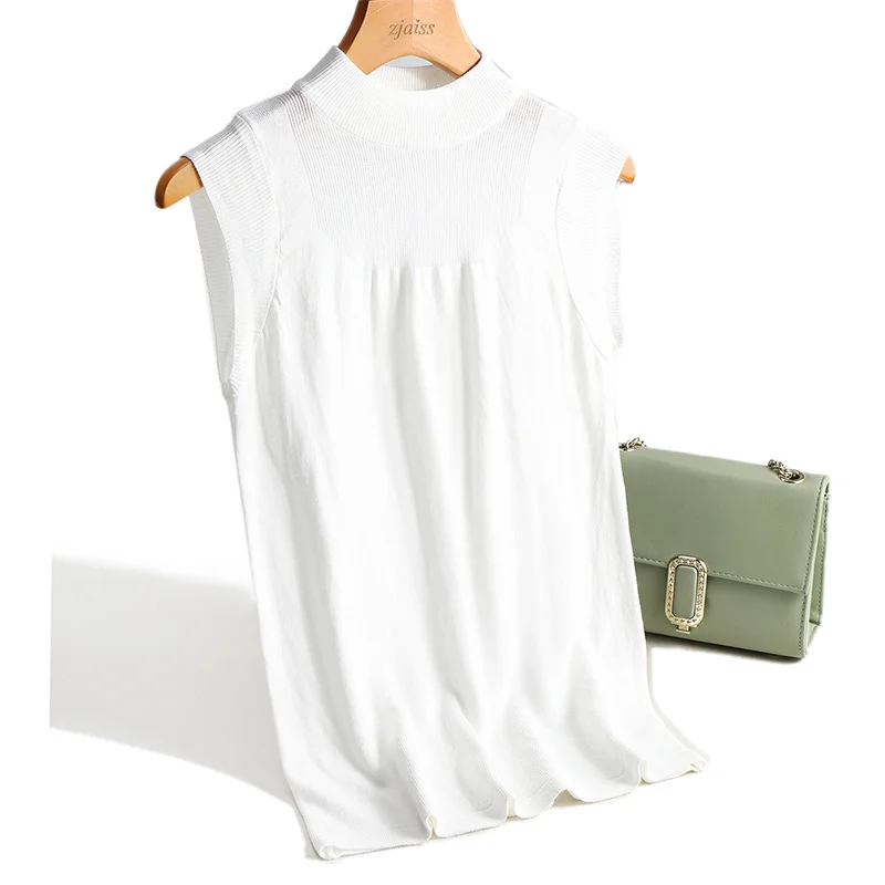 

O-neck knitted vest women's sweater spring summer new Korean slim wild vest sleeveless sweater hollow out pullover 2021