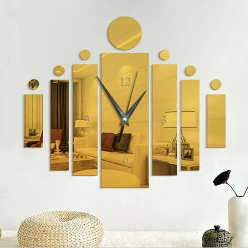 Золотой Новые часы настенные часы Horloge 3D DIY акриловые зеркальные наклейки украшение дома гостиная кварцевые иглы - Цвет: Золотой