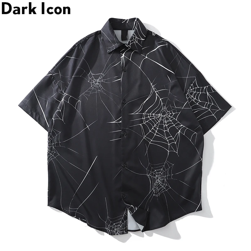 Dark Icon Spider Printed Street Shirts Men Summer Loose Men's Shirt Streetwear for Man | Мужская одежда