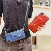crossbody phone case for samsung galaxy s9 s10 s20 plus note9 leather card slot back shell wallet cover with long chain