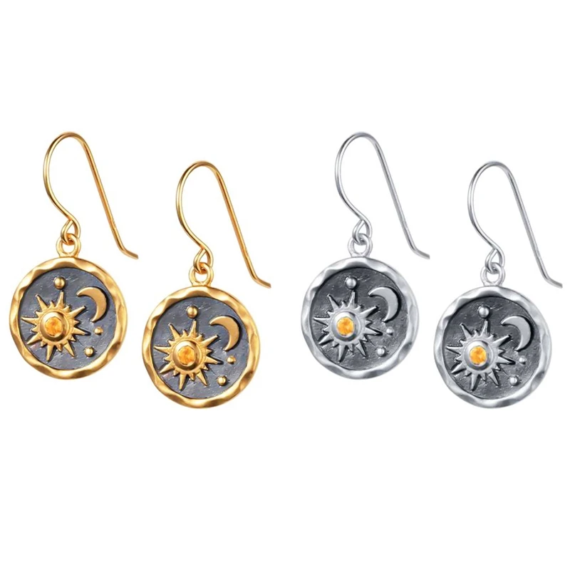 

New Sun Moon Dangle Earring Asymmetric Abstract Star Drop Earrings For Women Short Hollow Earings Brincos Fashion Jewelry