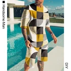 Костюм мужской с футболкой и шортами, спортивный костюм, свитшот с коротким рукавом, модная брендовая свободная красивая спортивная одежда, лето