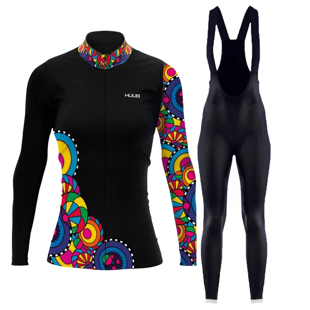 

HUUB Women Team Long Sleeve Cycling Jersey Set Bib Pants Ropa Ciclismo Bicycle Clothing MTB Bike Jersey Uniform Women Clothes
