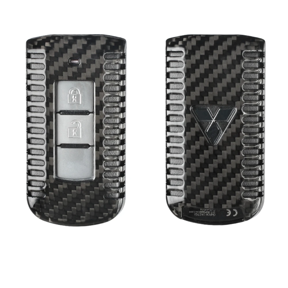 

Carbon Fiber Car Key Fob Cover Case For Mitsubishi Outlander Sport Eclipse 2011-2019 Vehicle Interior Keyless Keychain Trim