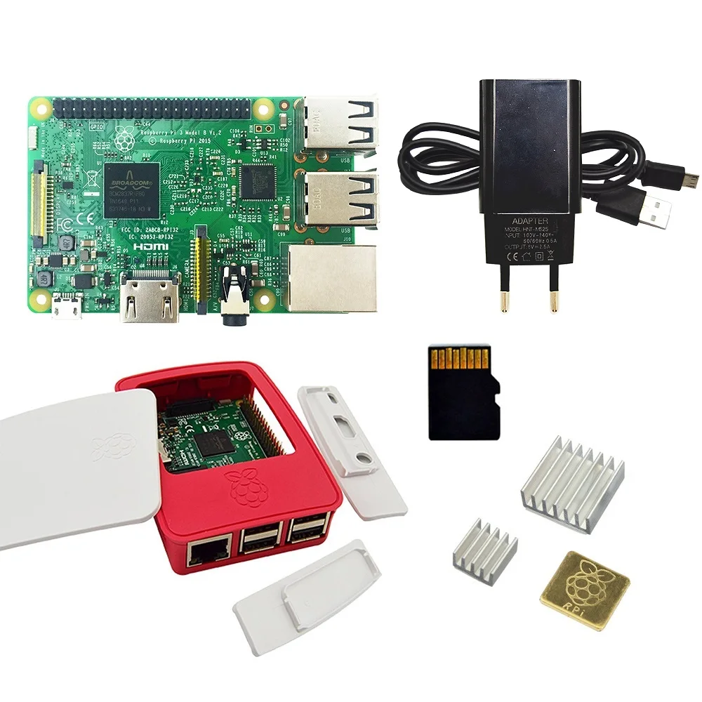 Raspberry Pi 3 model b наборы + акриловый чехол/ABS чехол источник питания ЕС/США с USB кабелем