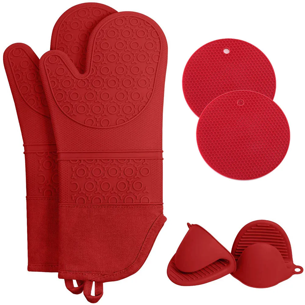

Silicone Heat Resistant Insulation Kitchen Microwave Glove Oven Mitts for Baking Cooking BBQ