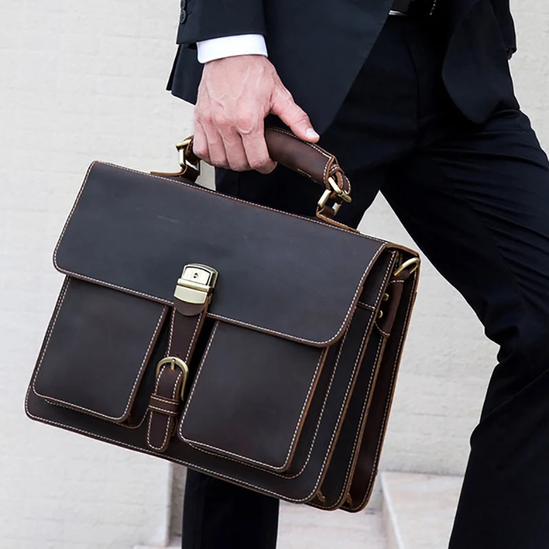 Luufan мужской деловой портфель из натуральной кожи Воловья кожа подходит для