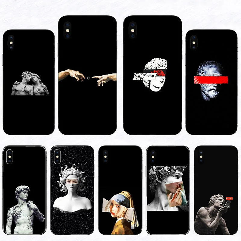 

Soft Phone Case For Iphone 13 11 Pro XS Max 12 Mini X XR SE 8 6S 7 plus 6 5 10 Cover Classical Sculpture Modern Art Design Funda