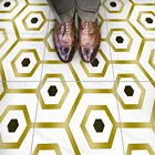 Съемная виниловая Хрустальная пленка в черные точки, самоклеящиеся наклейки для плитки, золотые шестигранные полосы, пленка для обоев, домашний декор