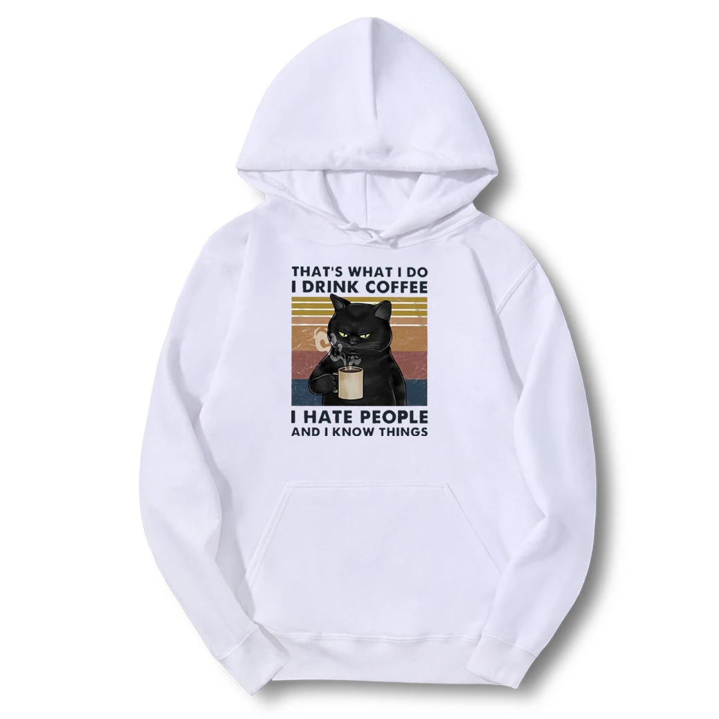 

Winter Men's Hip Hop Funny Print I Hate People And I Know Things Thick Sweatshirts Hoodies Breathable Sweatshirts Simple Clothes