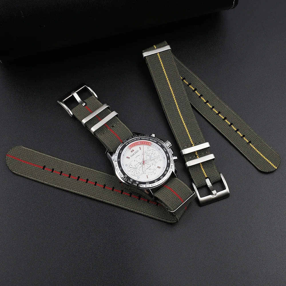 Trendy Brand Nylon Nato Strap Watch Elastic Belt French Troops Parachute Bag Watchband 18mm 20mm 22mm Military Wristwatch