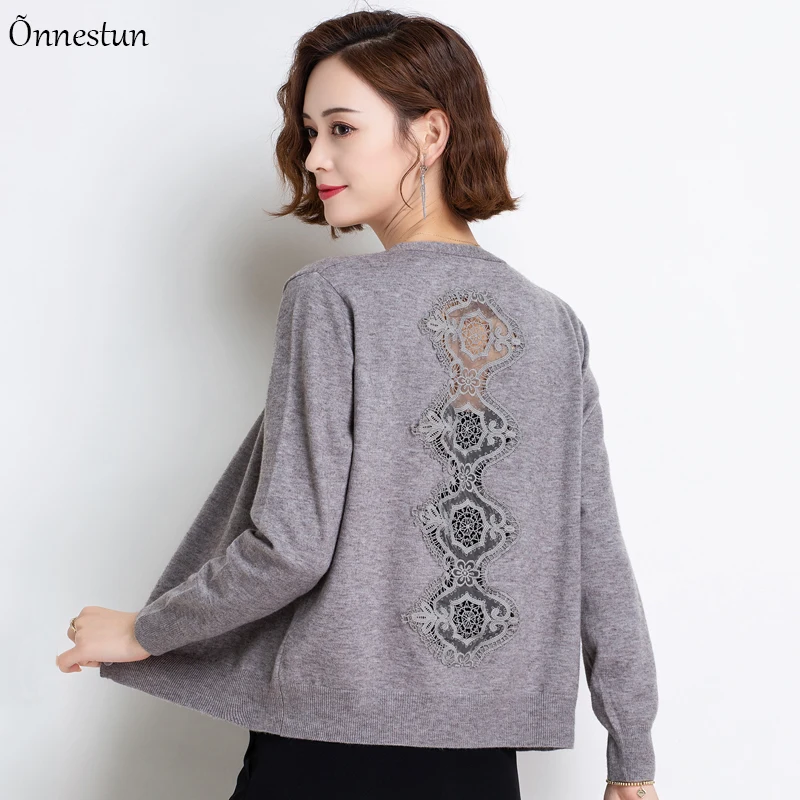 Женский свитер с открытой спиной осенний длинным рукавом кардиган короткая