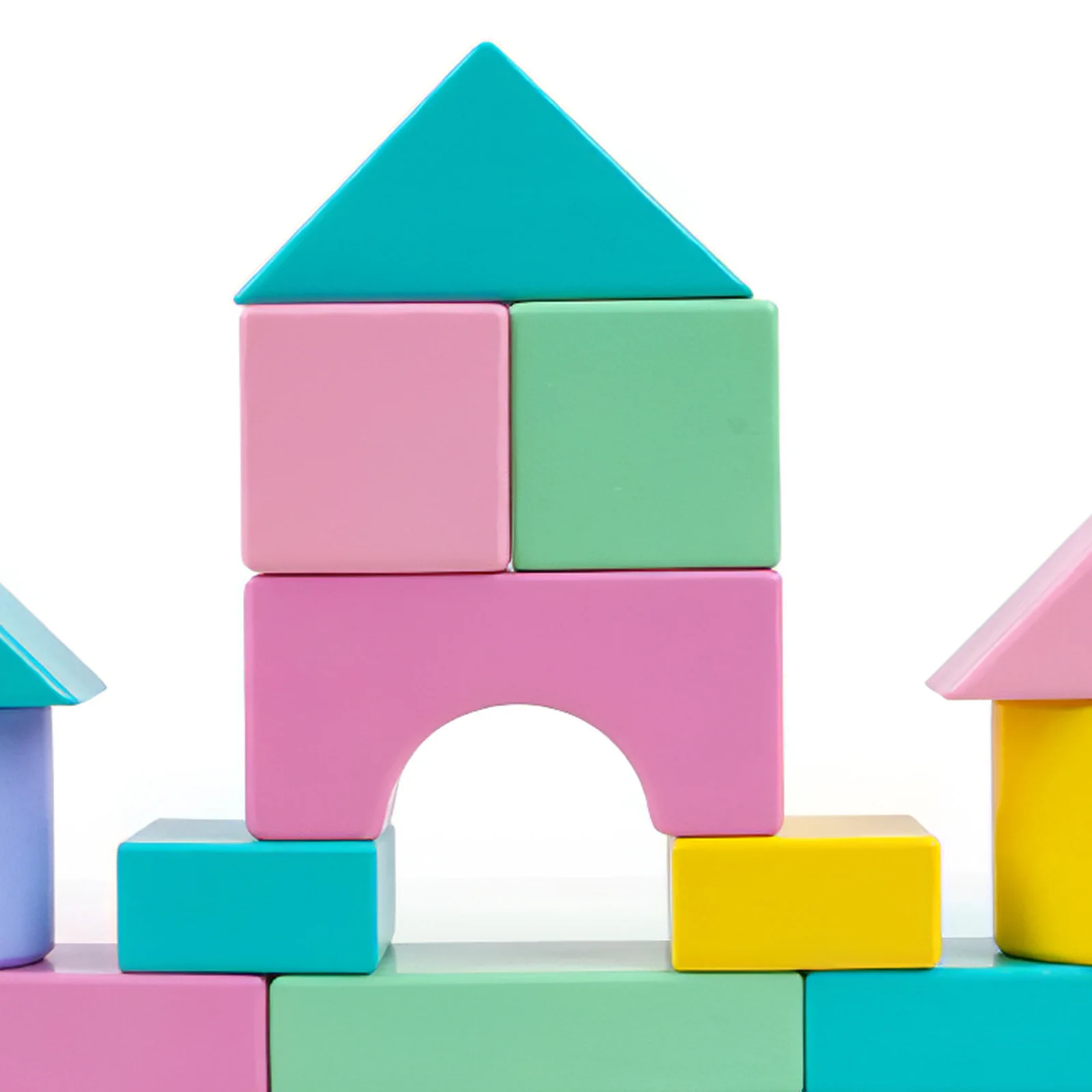 

28Pcs Fun Kids Wooden Castle Colorful Building Blocks Educational Montessori Toys Child Stable Building Set Stacking Toys Gift