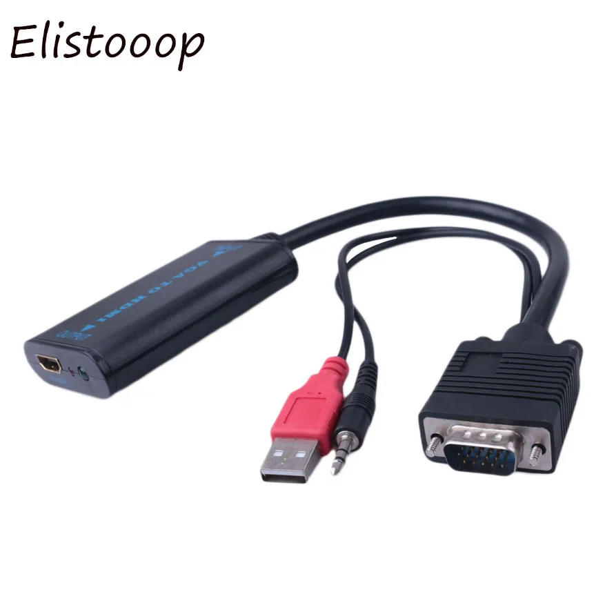 Прочный VGA к HDMI совместимый выход 1080P HD аудио TV AV PC видео кабель Plug and play конвертер