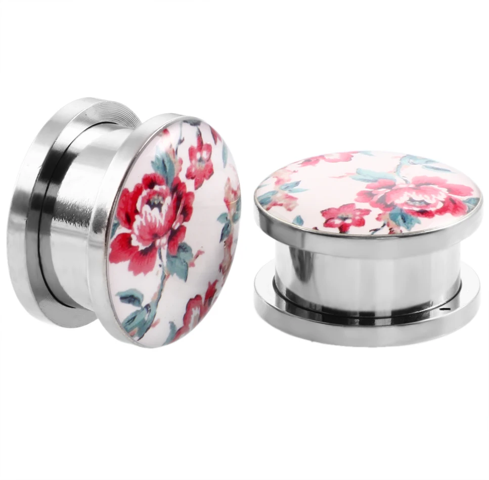 2Pcs Stainless Steel Screw Fit Ear Flesh Tunnel Plugs Simple Style Gauges Piercing Double Curved Saddle Expander Stretcher | Украшения и