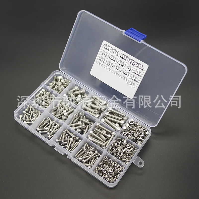 440 шт. шестигранные винты M3 M4 M5 из нержавеющей стали|Наборы гаек и болтов| |
