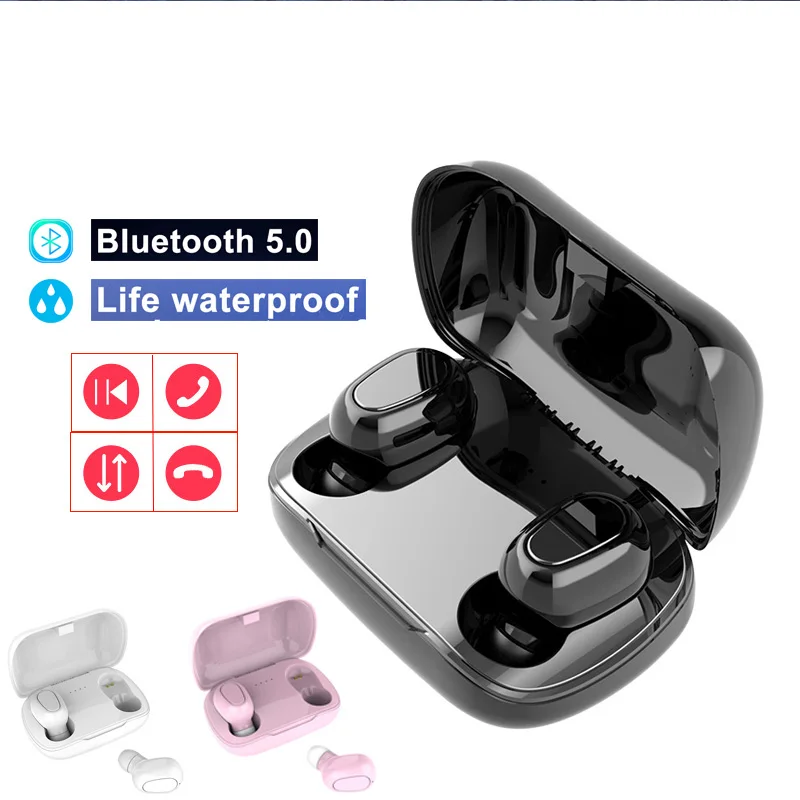 TWS Bluetooth 5 0 наушники с басами гарнитура микрофоном настоящие беспроводные мини