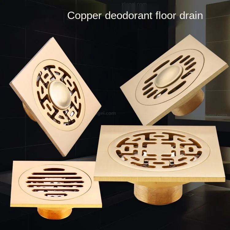 

Copper Brass Floor Drains Flower Art Carved Toilet Drain Cover Invisible Anti-odor Drain Straine Shower Drain Tub Drain Stopper