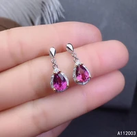 kjjeaxcmy fine jewelry 925 sterling silver inlaid natural garnet female earrings ear studs exquisite support detection