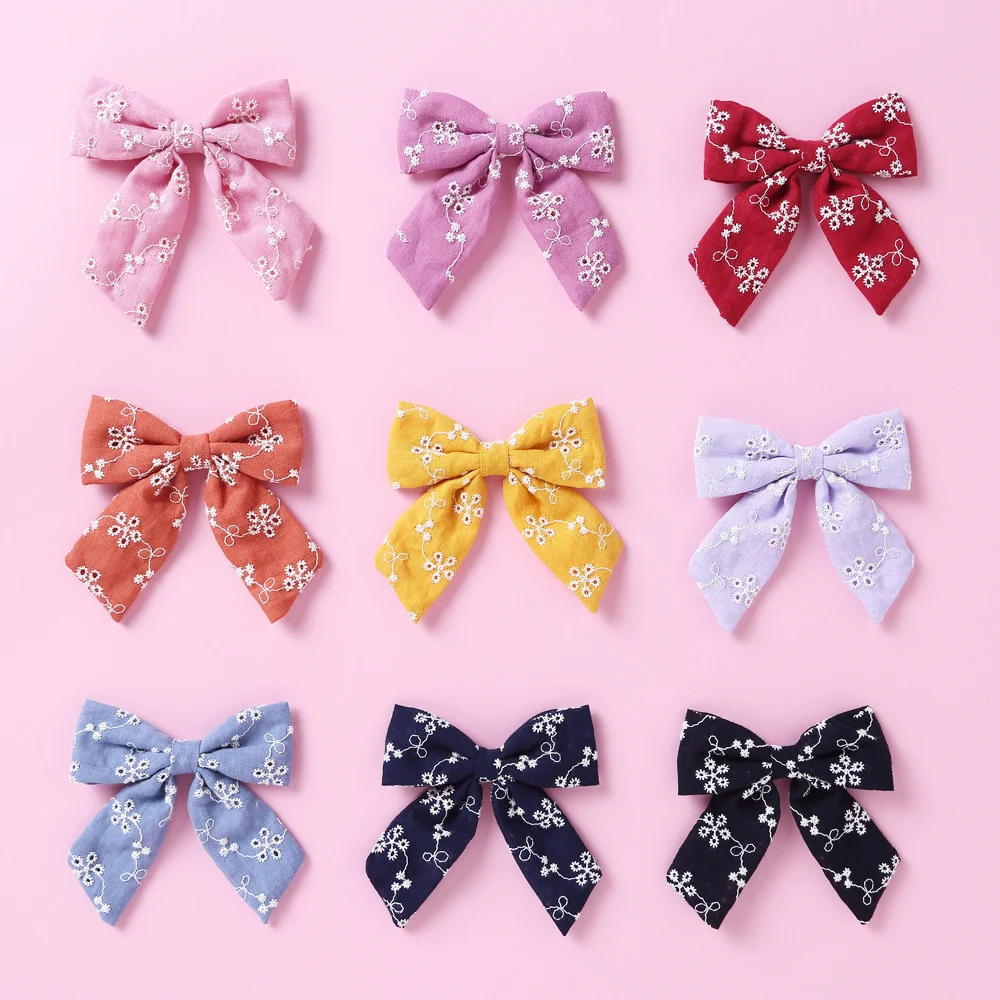 

Wholesale Baby Girls Hair Bows Clips Floral Print Hairpin For Children Cotton Barrette Kids Summer Baby Girl Hair Accessories