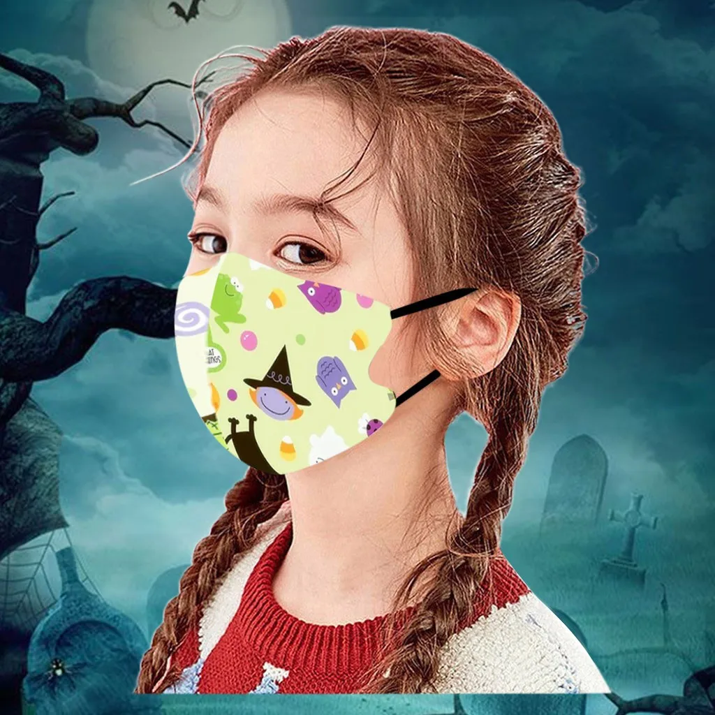 

Kids Boys Girls Ice Silk Face Mask Halloween Printing Mask Breathable Sunscreen Adjustable Mask Mascarilla
