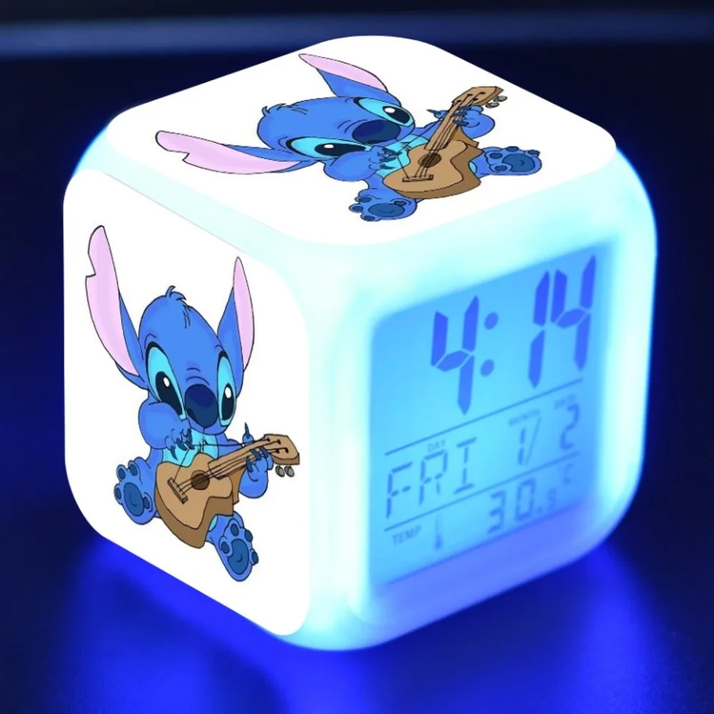 Цифровой будильник Disney Stitch с 7 цветными светодиодами настольные часы мультяшным