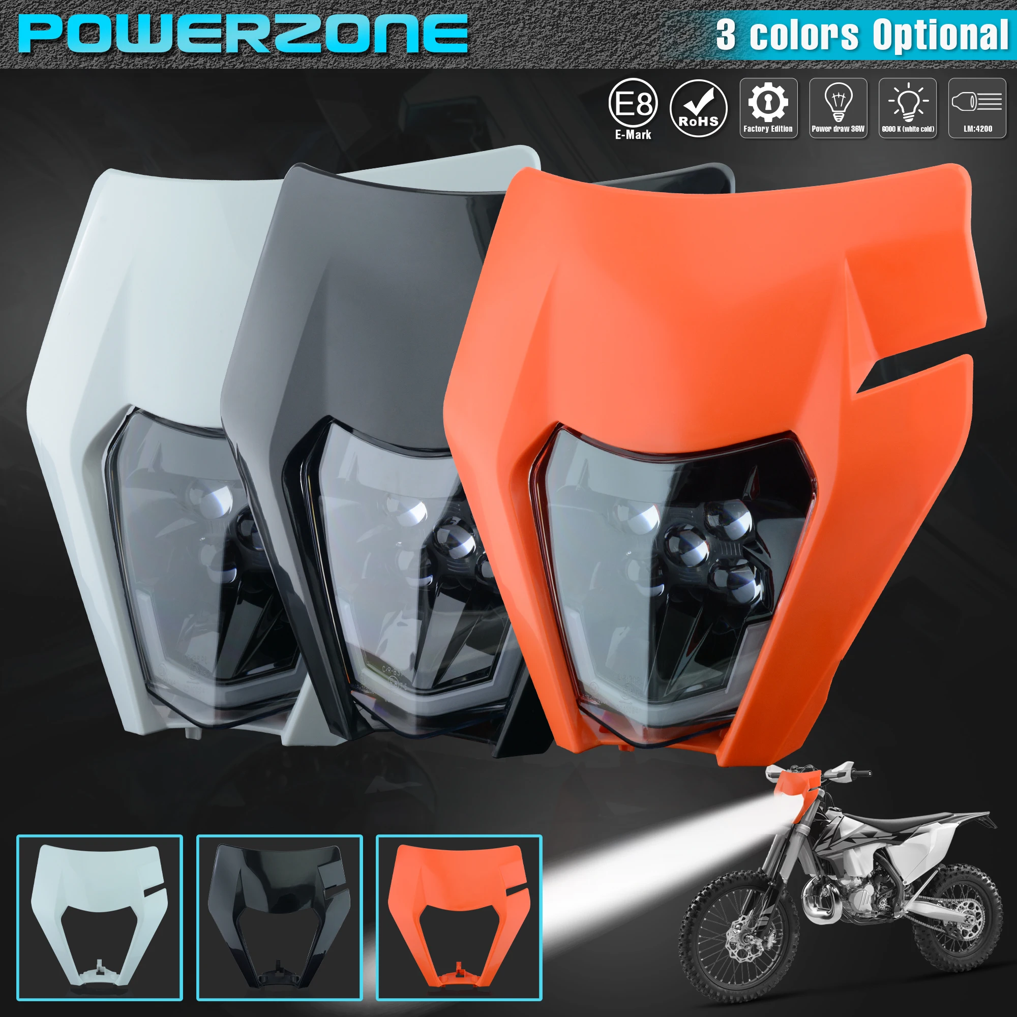 Светодиодный головной фонарь для мотоцикла PowerZone светильник обтекатель Supermoto KTM