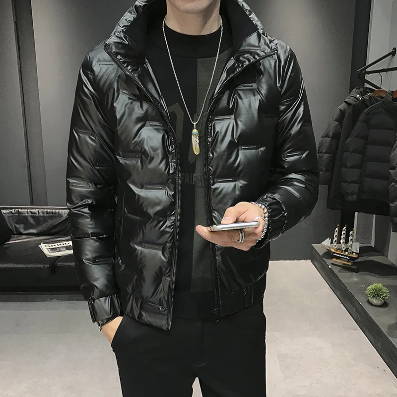 

Winter 2020 New fashion Hooded Polished Cotton-padded Jacket Korean Version Slimming Trend Black Parka Male Warm Outwear M-4XL