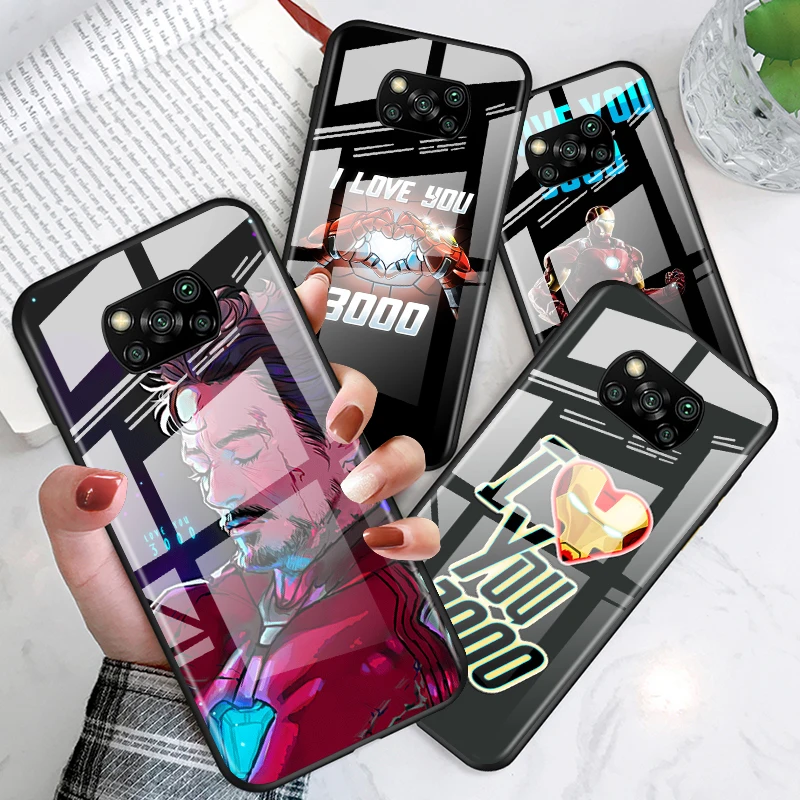 Чехол из закаленного стекла для телефона с изображением Железного человека Xiaomi