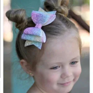 Детские двухслойные зажимы для волос с бантом и блестками 14 шт./лот|Аксессуары