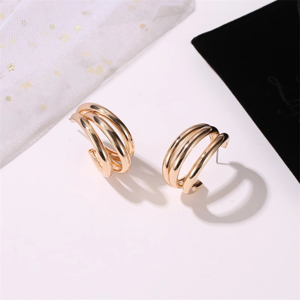 

Gold and Silver Color Round Drop Earring for Women Alloy Trendy Three-layer earrings Ear Accessories Hot 2021