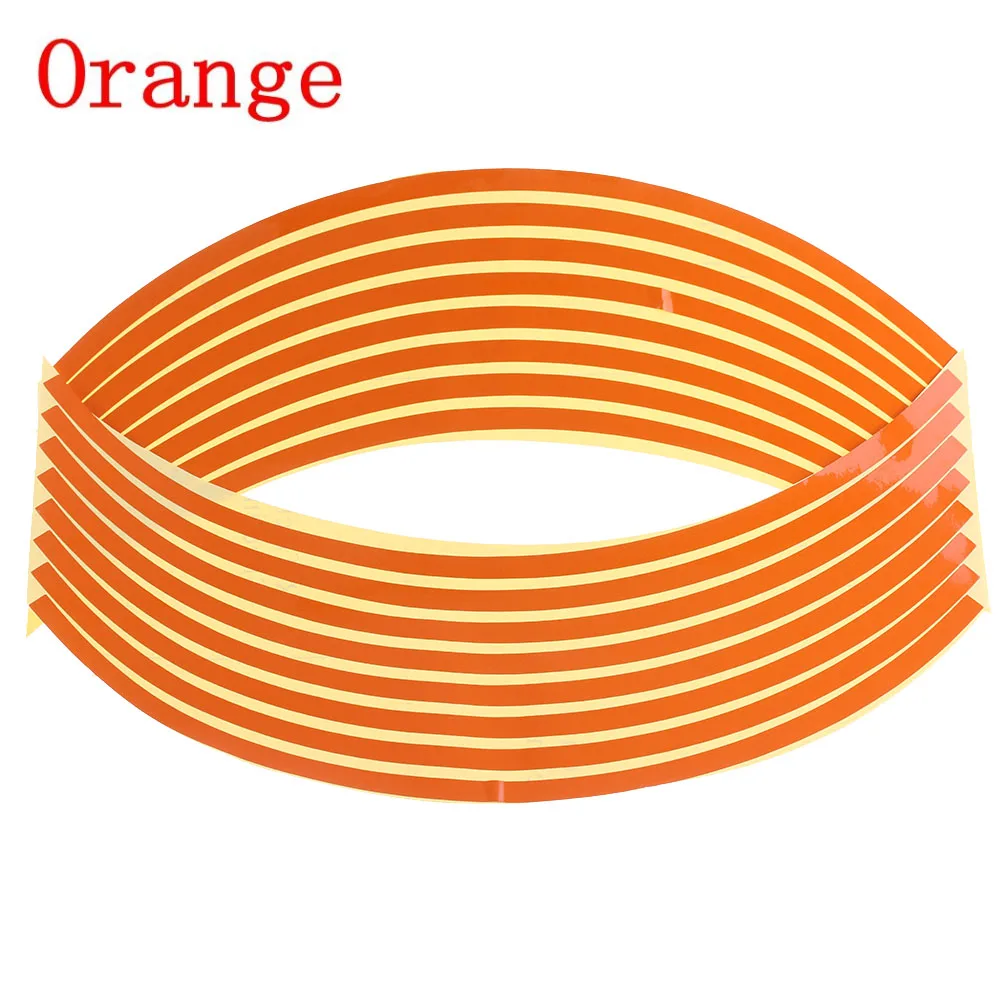 orange 16 шт. наклейки на колеса автомобиля 1" 18" полоски Светоотражающие ободные ленты для мотоцикла автомобильные наклейки - Цвет: orange