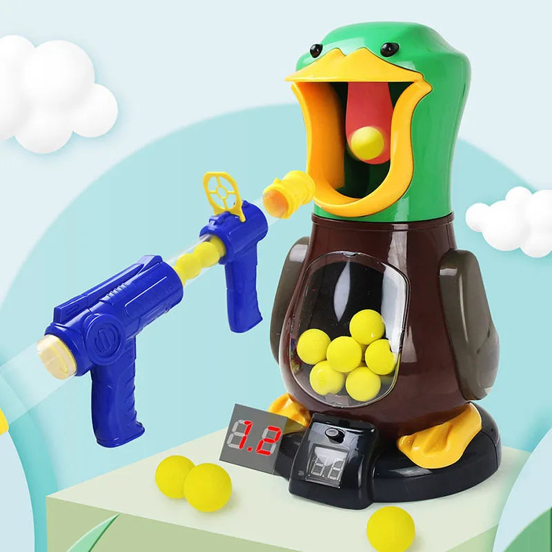 

Novelty Shooting Toys with Light Hungry Shooting Duck Air-powered Gun Soft Bullet Ball Electronic Scoring Battle Games Kid Gift