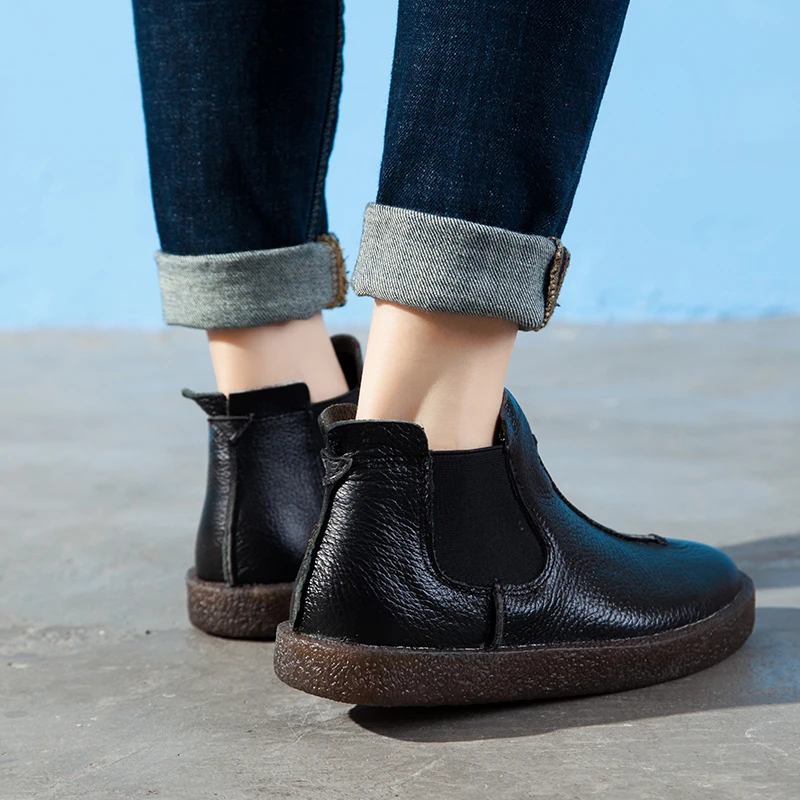 2019 г. новые тонкие сапоги ручной работы женские ботильоны на плоской подошве в