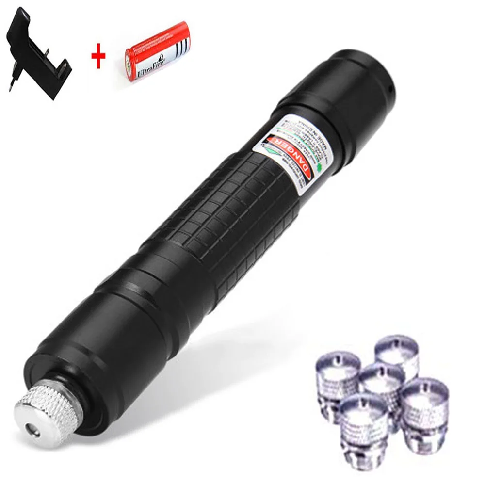 black laser 4 cap Зеленая лазерная указка, высокая мощность, 10000 м, 5 мВт, лазерная ручка, 5 шт., крышка, горящая спичка с лазером, прицел+ зарядное устройство+ аккумулятор 18650 - Цвет: black laser 4 cap